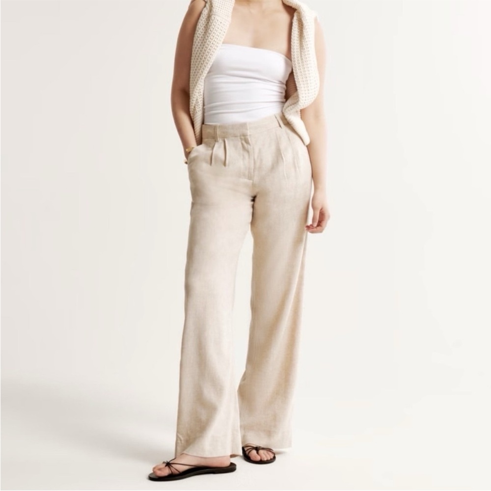 Abercrombie & Fitch Linen-Blend Tailored Straight Pant
